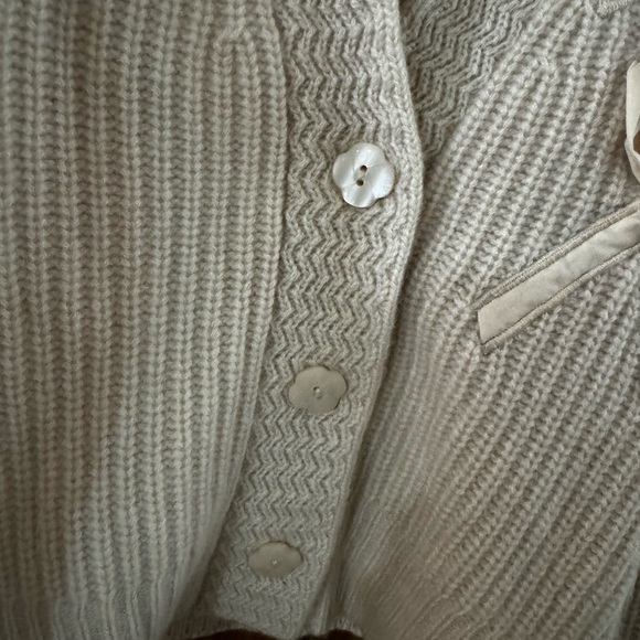 Love Shack Fancy - Avignon bow - wool cashmere Cardigan Size Small / Cream Color - Picture 2 of 4